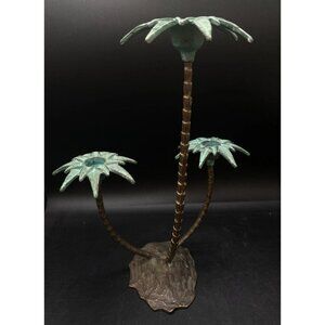 SPI Palm Tree Metal Wall Taper Candle Holders Holds 3 Candles 11 3/4”